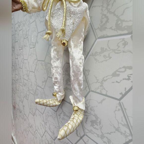 Ethnic Ivory and Gold Elf Christmas 18" Shelf Sitter - Picture 3 of 8
